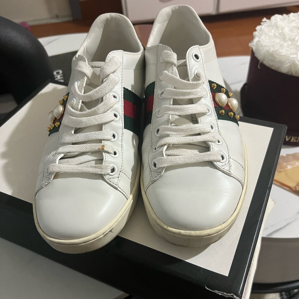 Gucci women studded ace sneakers